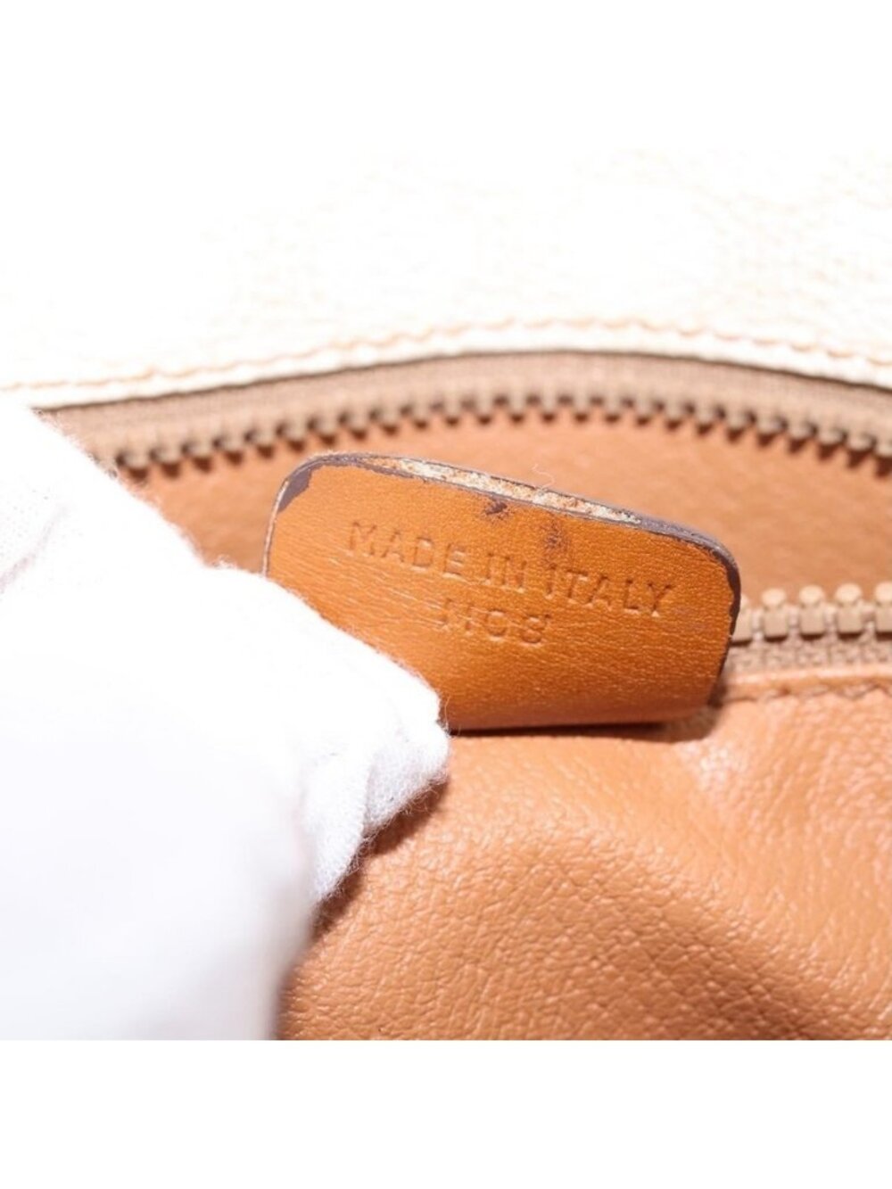 Authentic CELINE Macadam Canvas Shoulder Bag PVC Leather White Gold - Picture 4 of 16